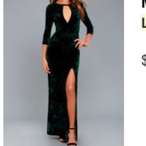 Green velvet maxi dress